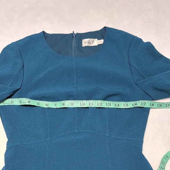 Eliza J Elegant Teal Dress with Balloon Sleeves - Picture 7 of 8